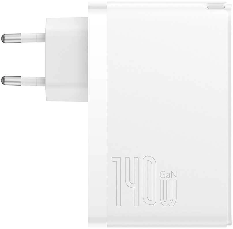 Baseus GaN5 Pro sieninis įkroviklis 2xUSB-C + USB, 140 W (balta)