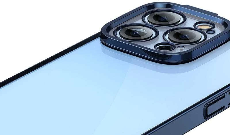 Baseus Glitter skaidrus dėklas ir grūdintas stiklas, skirtas iPhone 14 Pro (mėlynas)