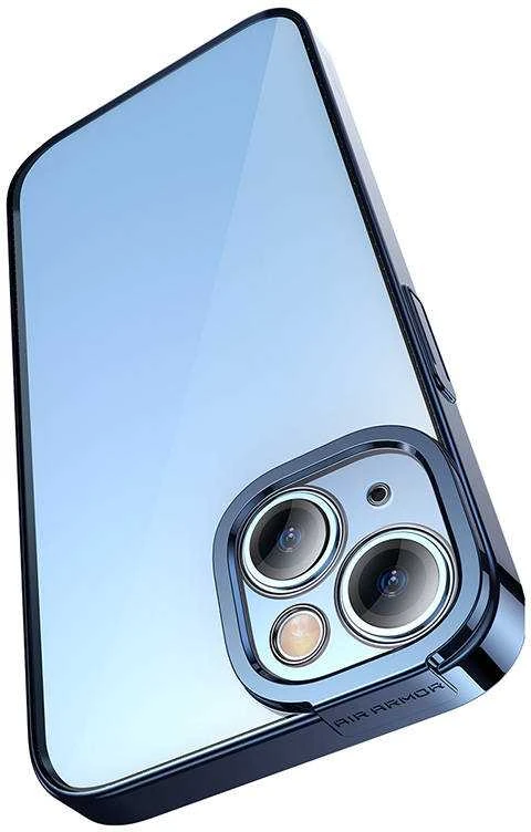 Baseus Glitter skaidrus dėklas ir grūdintas stiklas, skirtas iPhone 14 Plus (mėlynas)