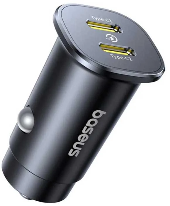 Baseus GoTrip automobilio įkroviklis 2x USB-C 30W Cosmic Juodas