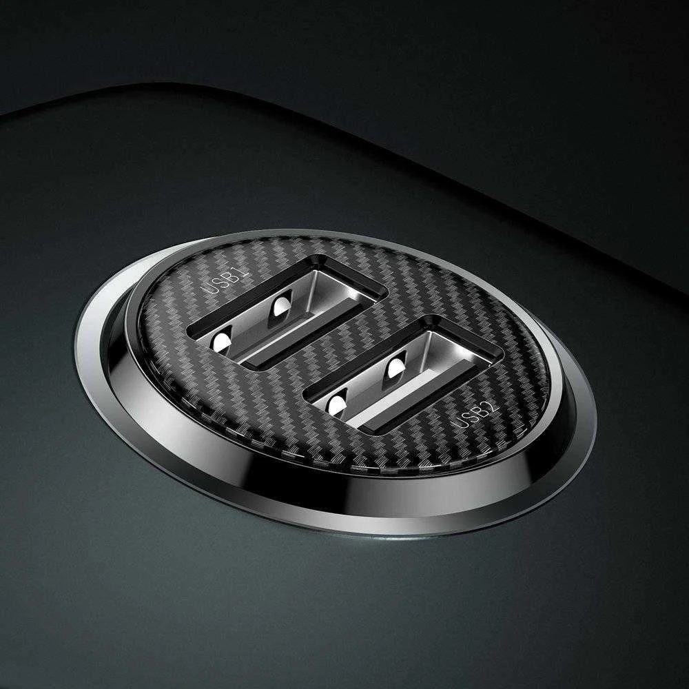 Automobilinis įkroviklis Baseus Grain Pro 2x USB 4.8A - Juodas
