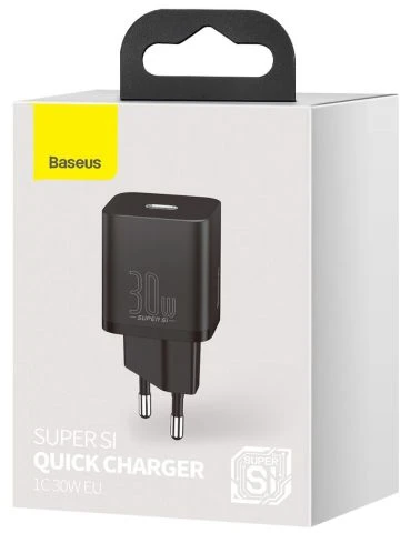 Baseus Sieninis įkroviklis Super Si 30W USB-C QC3.0 PD, juodas