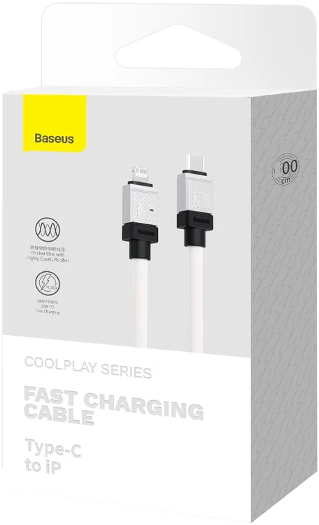 Greito įkrovimo kabelis Baseus USB-C su Coolplay Series 2m, 20W (baltas)