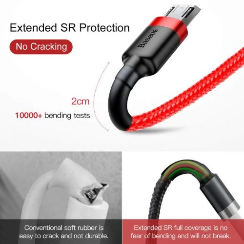Kabelis Baseus Cafule mikro USB 2.4A 1m red