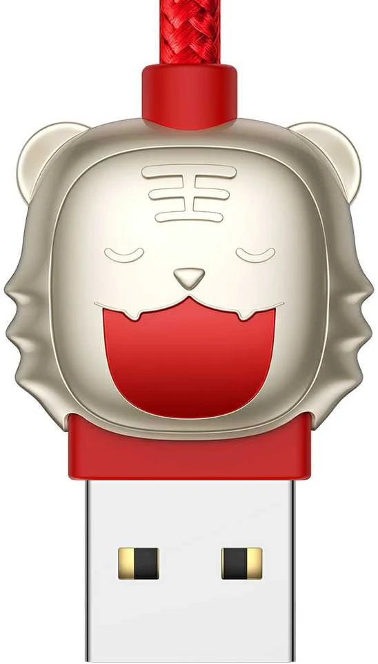 Baseus kabelis Year of the Tiger 3 in 1 – USB į Type C, Lightning, Micro USB – 3,5A 1,2 metras (CASX010009) raudonos spalvos