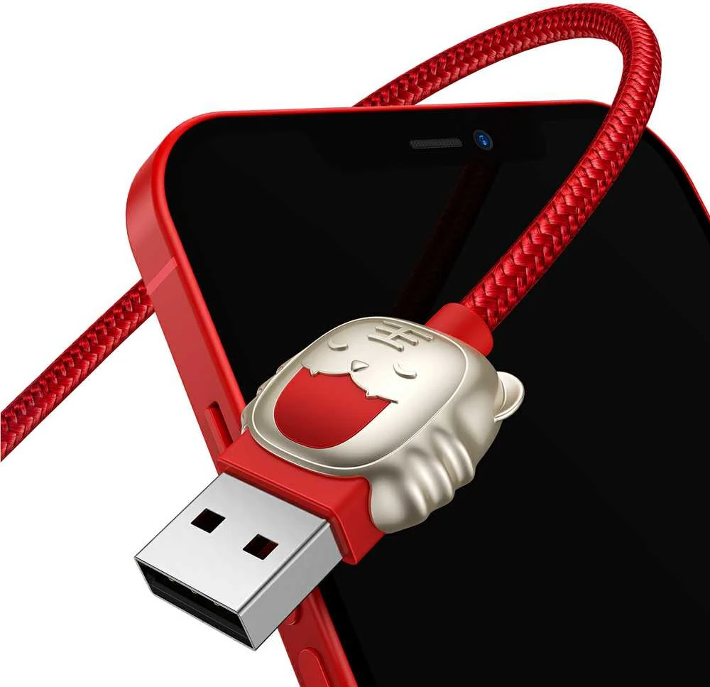 Baseus kabelis Year of the Tiger 3 in 1 – USB į Type C, Lightning, Micro USB – 3,5A 1,2 metras (CASX010009) raudonos spalvos