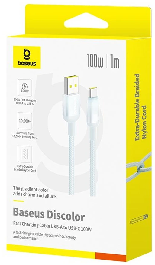 Baseus laidas Discolor USB – USB-C 100W 1m mėlynas-žalias