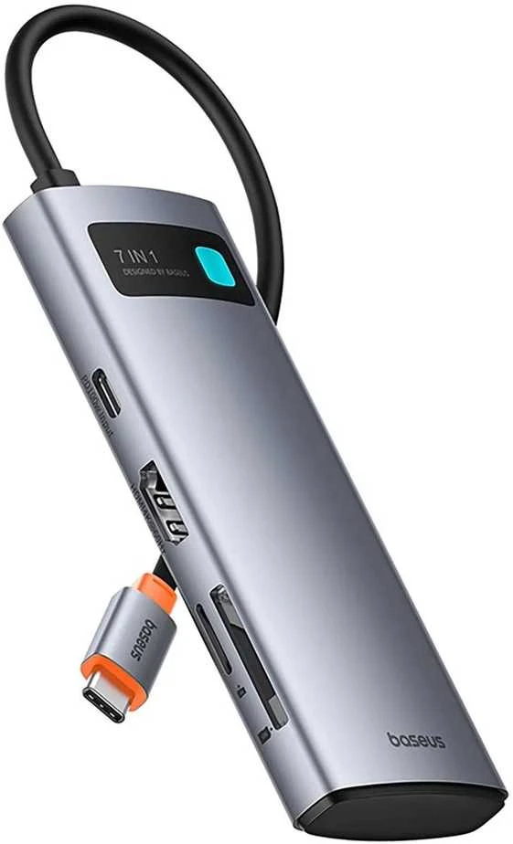 Baseus Metal Gleam Series 7-in-1 USB-C HUB Docking Station Kosminė pilka