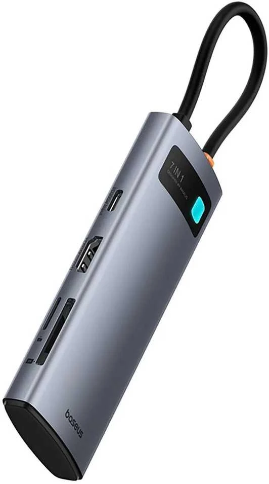 Baseus Metal Gleam Series 7-in-1 USB-C HUB Docking Station Kosminė pilka