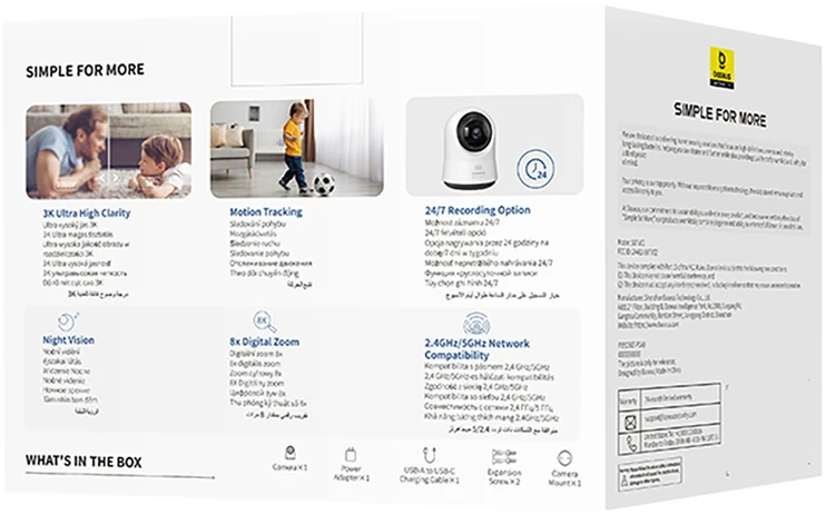 Baseus P1 Pro 3K vidaus kamera (balta)