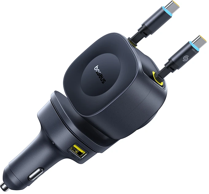 Baseus PrimeTrip VR2 Max automobilinis įkroviklis su ištraukiamu laidu 3C+U 100W Cosmic Juodas