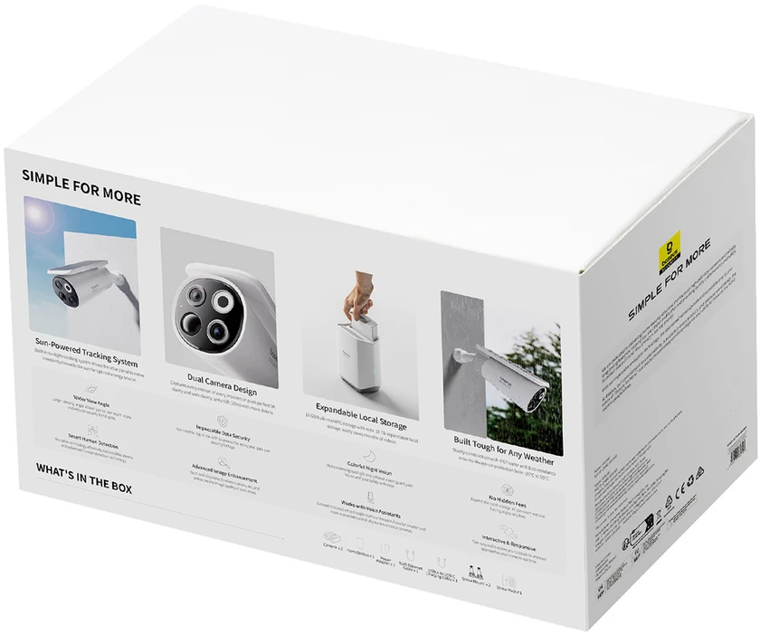 „Baseus Security S1 Pro Dual 3K“ lauko stebėjimo rinkinys (2 kameros) – baltos spalvos