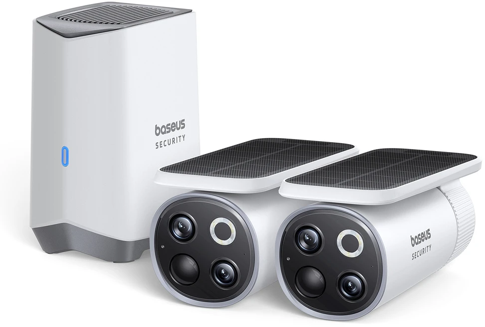 „Baseus Security S1 Pro Dual 3K“ lauko stebėjimo rinkinys (2 kameros) – baltos spalvos