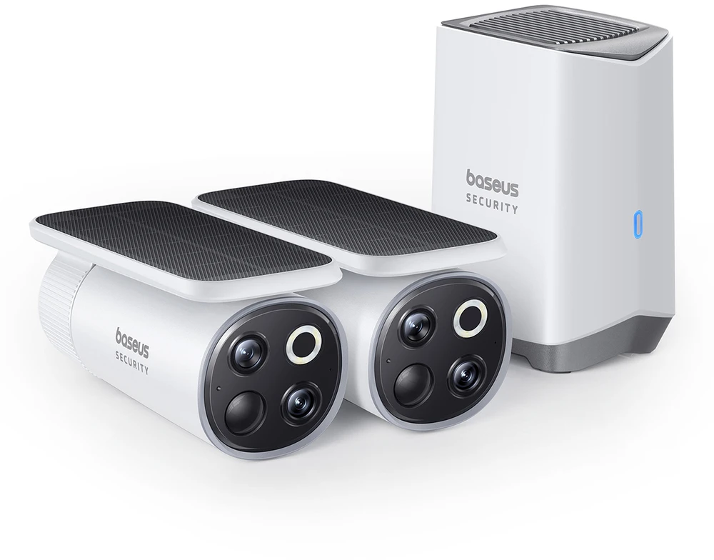 „Baseus Security S1 Pro Dual 3K“ lauko stebėjimo rinkinys (2 kameros) – baltos spalvos
