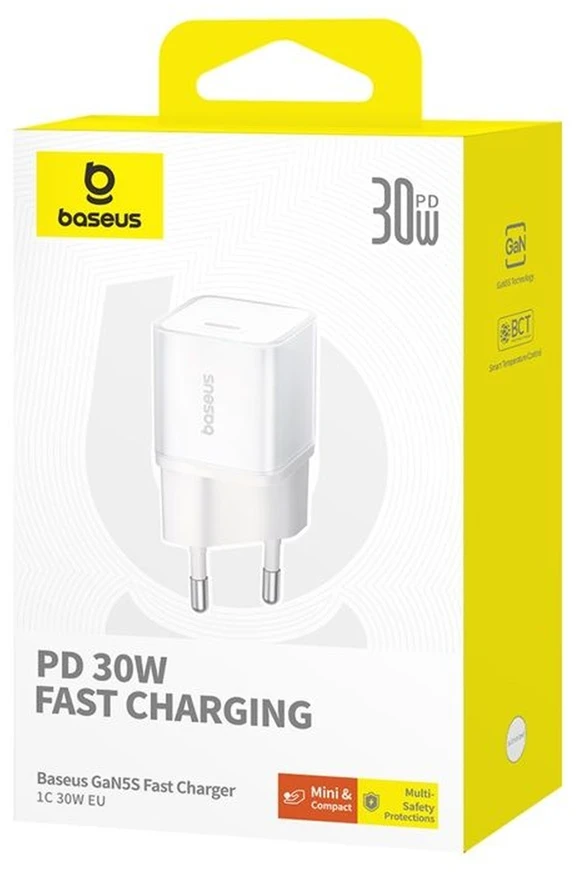 Baseus GAN5S P10162504213-00 Mains Charger PD 30W Baltas