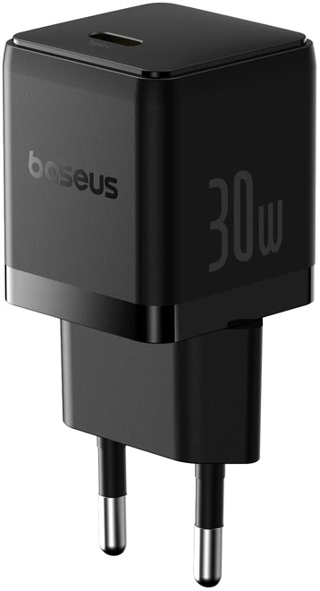 Baseus Sieninis įkroviklis Palm 30W USB-C QC3.0 PD3.0 su USB-C kabeliu 1m, juodas