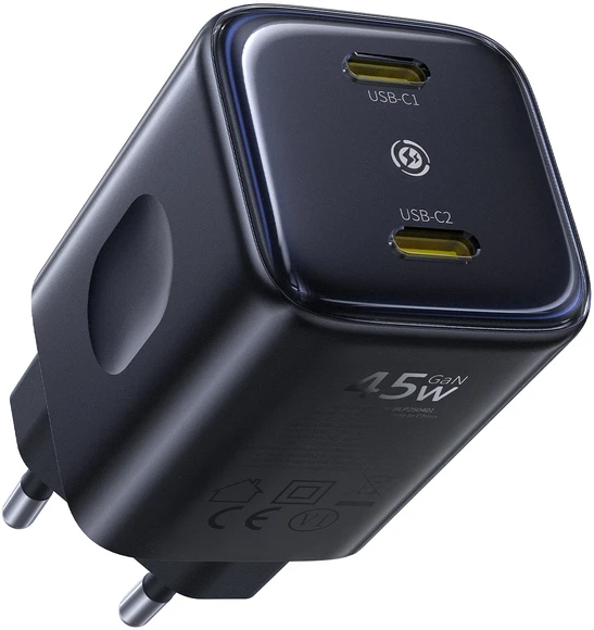 Dėklas Baseus Sieninis įkroviklis PicoGo AN13 45W 2xUSB-C PD3.0, juodas
