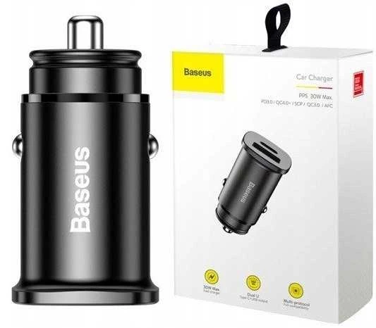 Baseus Square automobilinis įkroviklis PPS QC4.0 / PD3.0 5A 30W - Juodas