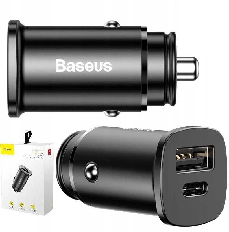 Baseus Square automobilinis įkroviklis PPS QC4.0 / PD3.0 5A 30W - Juodas