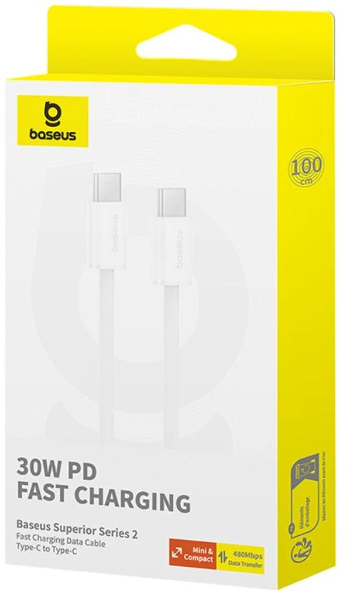 Baseus Superior Series 2 greitojo įkrovimo ir duomenų perdavimo laidas Type-C į Type-C 30W 2m Moon Baltas