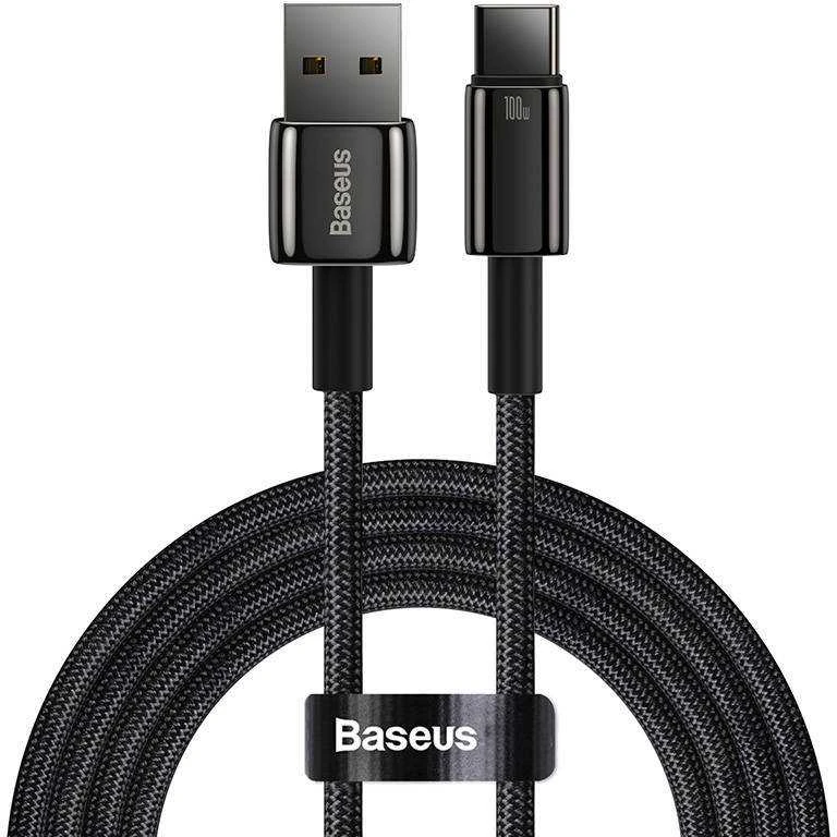 Baseus volframo auksinis kabelis USB prie USB-C, 100 W, 1 m (juodas)