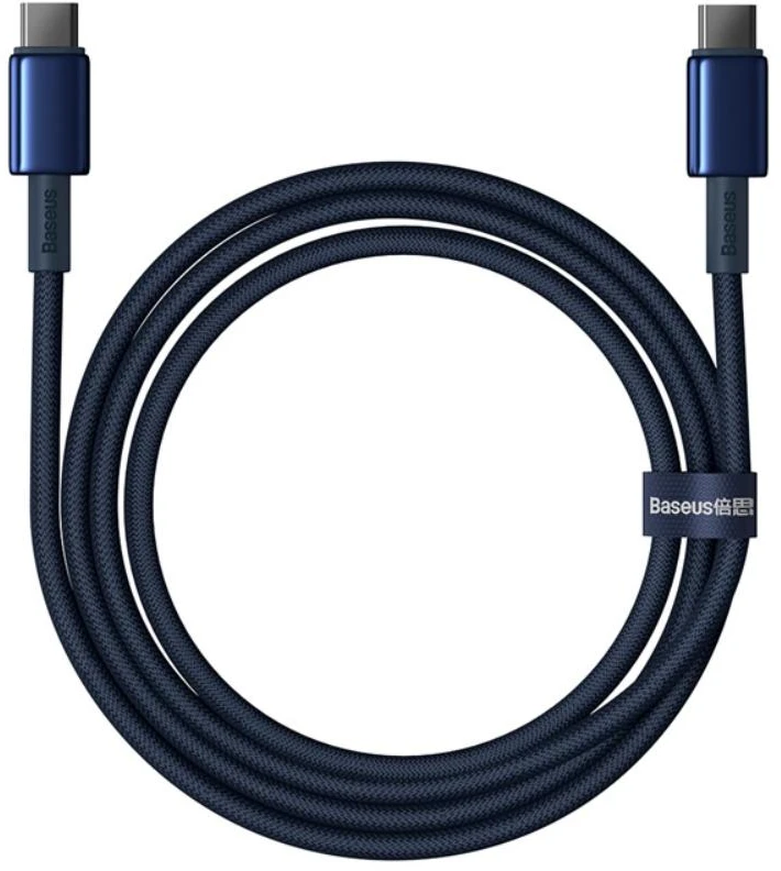 Baseus Tungsten Gold kabelis USB-C - USB-C 100W 2m - Mėlynas