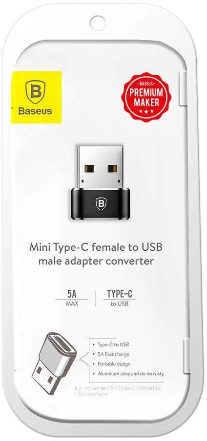 Baseus USB-C – USB-A adapteris 3A – Juodas