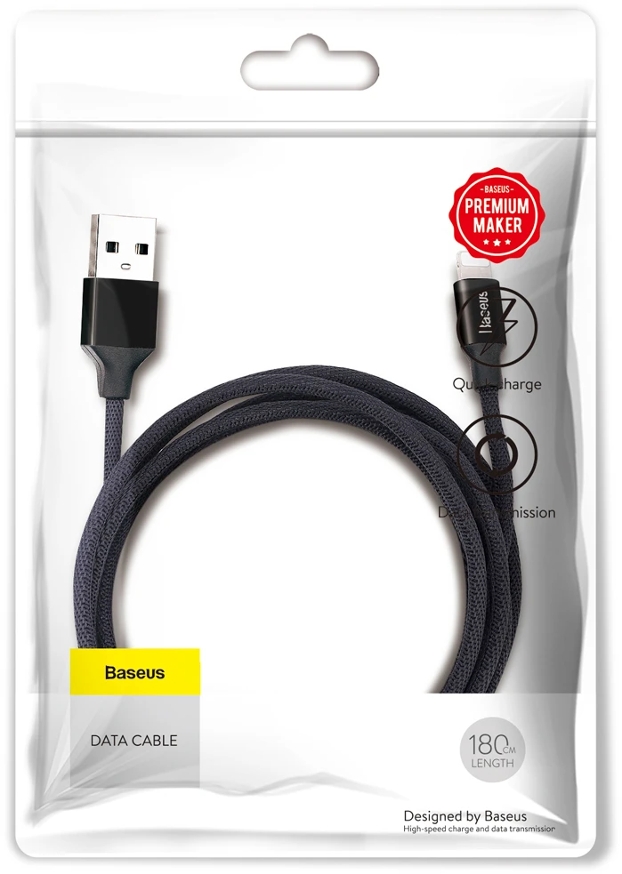 USB kabelis Baseus Yiven USB į Apple Lightning 1.8m juodas CALYW-A01