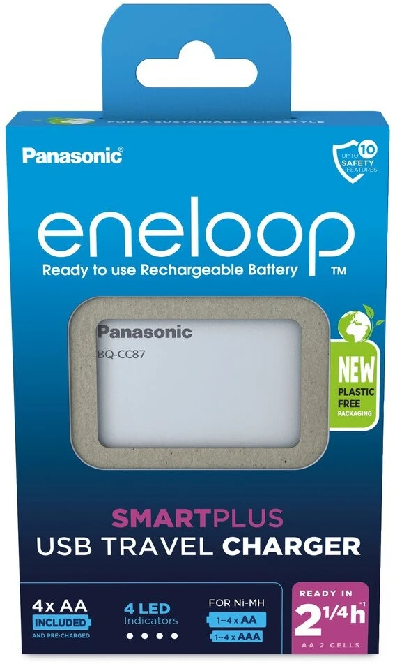 Įkroviklis Panasonic ENELOOP K-KJ87MCD40USB, 2,25 V; +(4xAA)