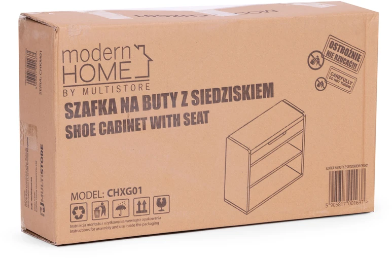 „ModernHome“ batų spintelė su atidaroma sėdyne, 2 lentynos, balta ModernHome