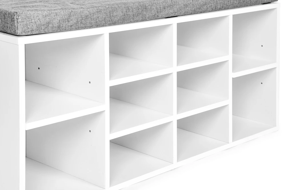 Modernhome Batų spintelė su sėdima dalimi 10 lentynų, balta