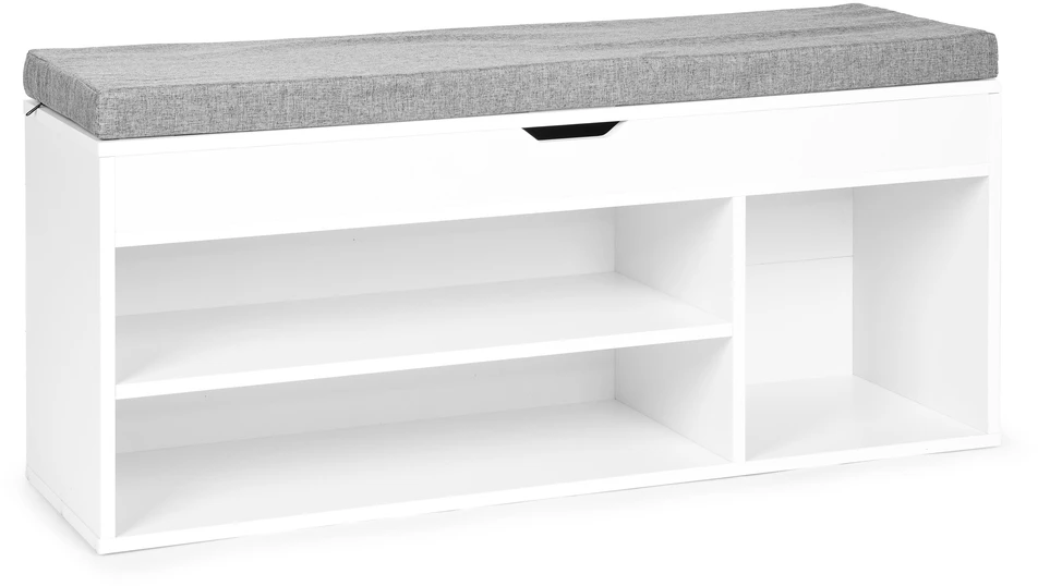 Modernhome Batų spintelė su pakeliama sėdyne, 3 lentynos, balta
