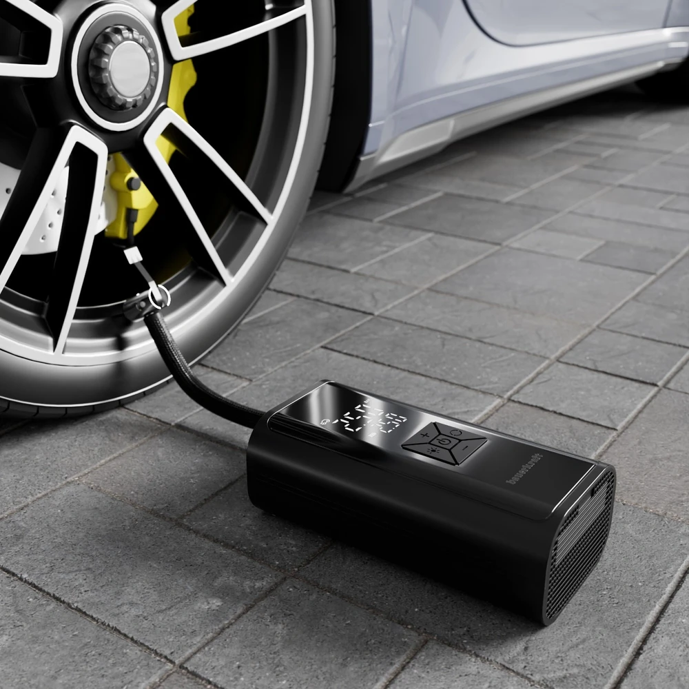 Bauerkraft Elektrinė dviračio pompa, padangų kompresorius, 6000mAh išorinė baterija, LED žibintuvėlis