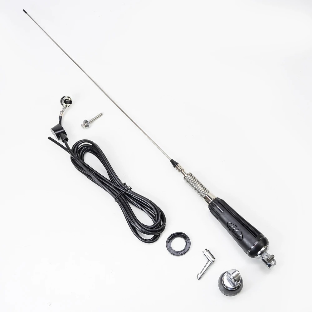 Bax 30 vienetų CB antenos PNI LED 1000 sulankstomos, 80 cm ilgio, su kabeliu ir drugelio tipo tvirtinimu, 26-30 MHz, 300 W, šviečia siuntimo metu