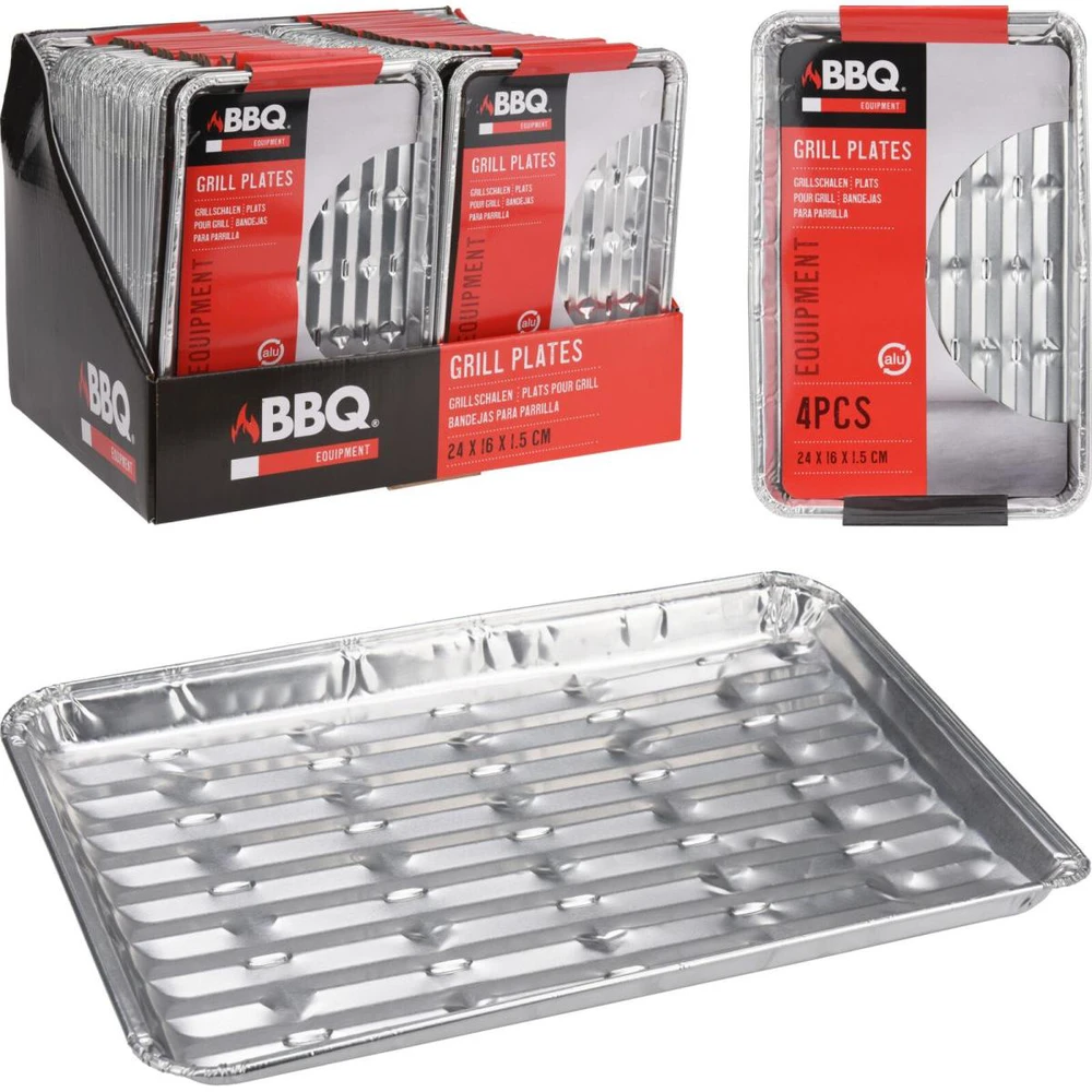 Bbq Line Aliumininės grilio padėklai 24x16 cm 4 vnt