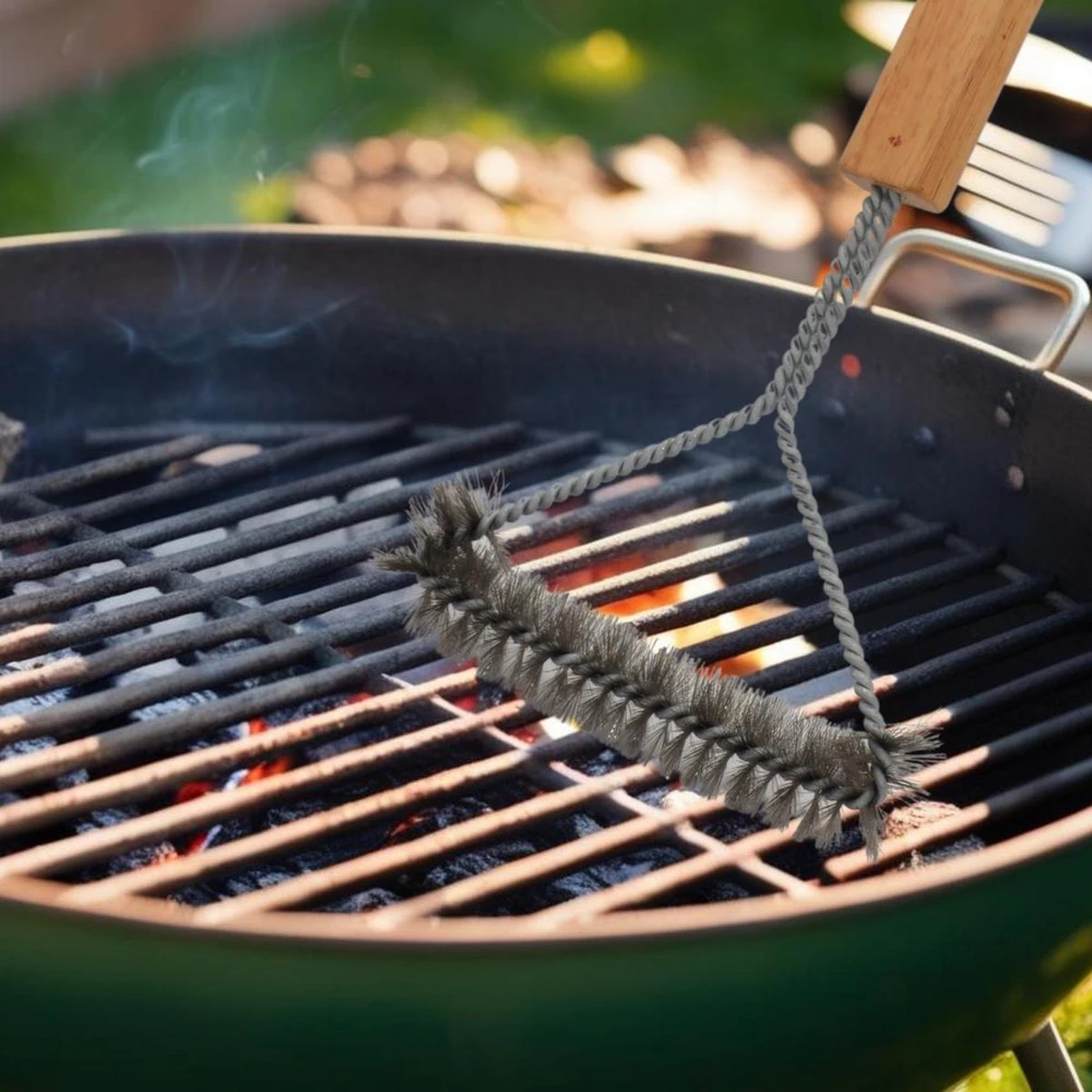 Bbq Line šepečių šepečiai grotelių 30x14 cm su medine rankena