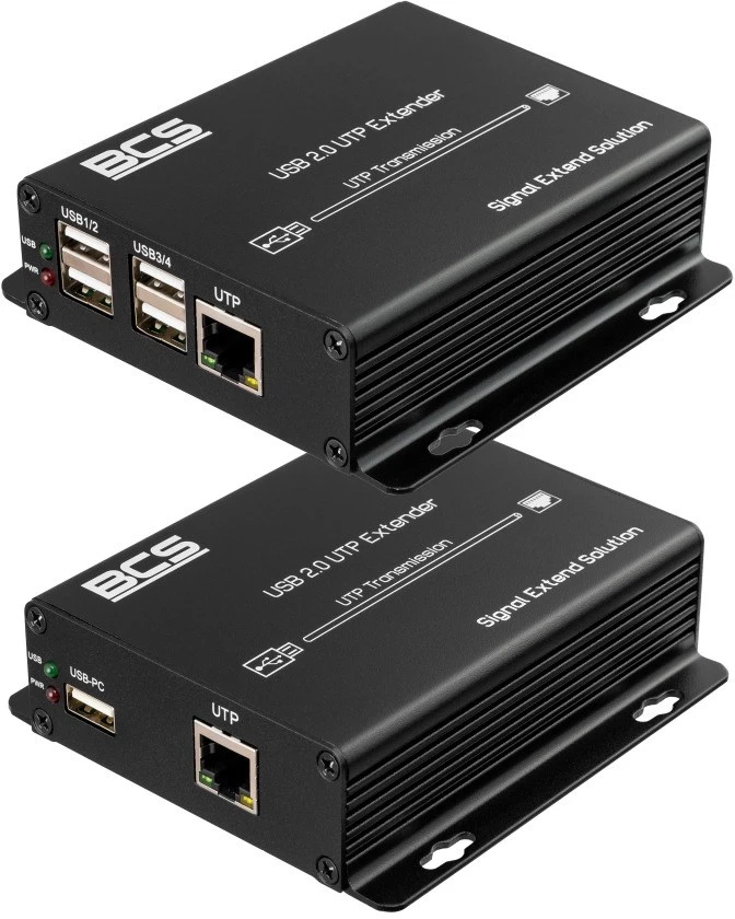 BCS BCS-UTP-4USB-SET(2) vaizdo ir garso signalų ilgintuvas AV siųstuvas ir imtuvas Juoda