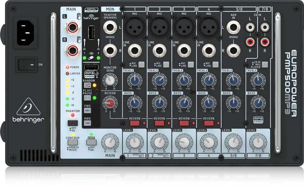 Behringer PMP500MP3 garsų maišiklis 8 kanalai Juoda