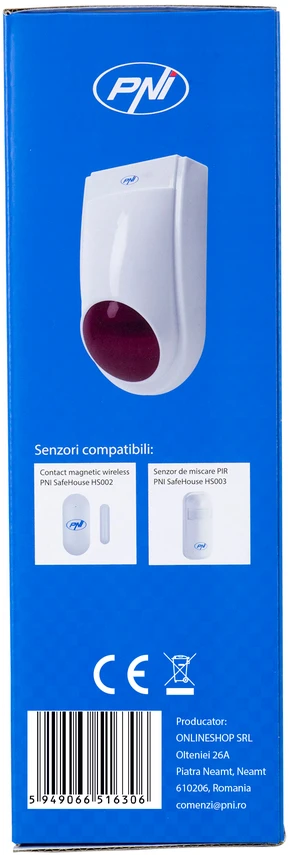 Belaidė PNI SafeHouse HS007 belaidė sirena su baterija belaidėms signalizacijos sistemoms