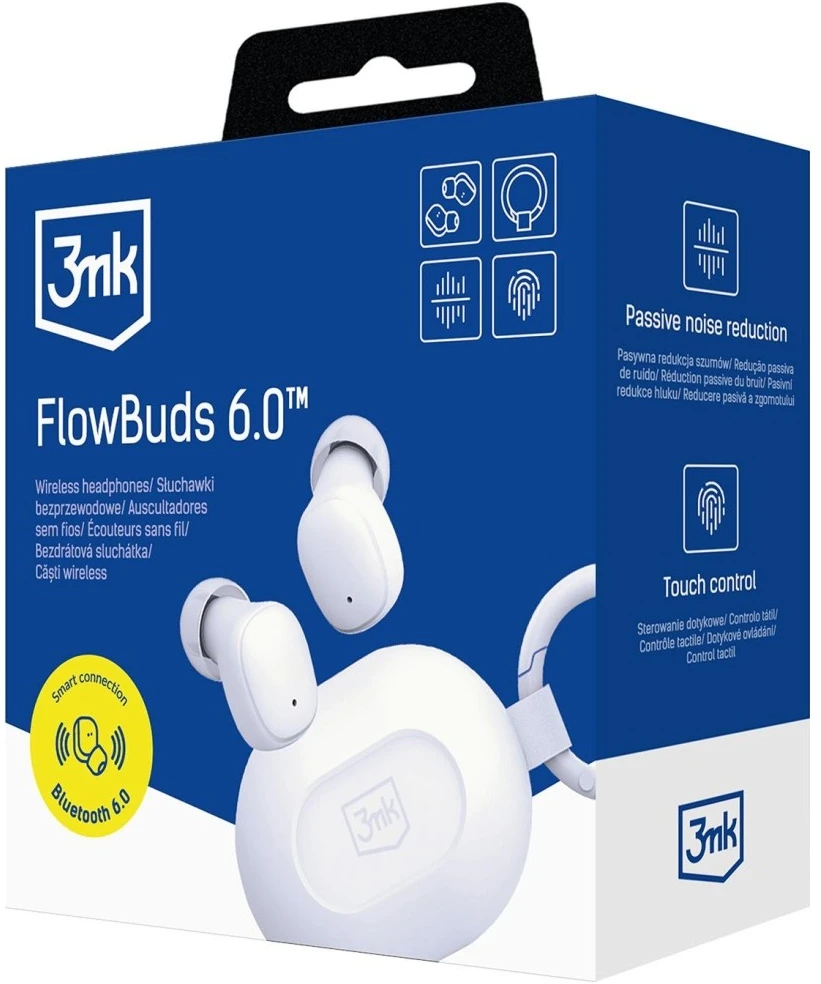 Ausinės 3Mk apsaugos priedai - 3mk FlowBuds 6.0 Baltas