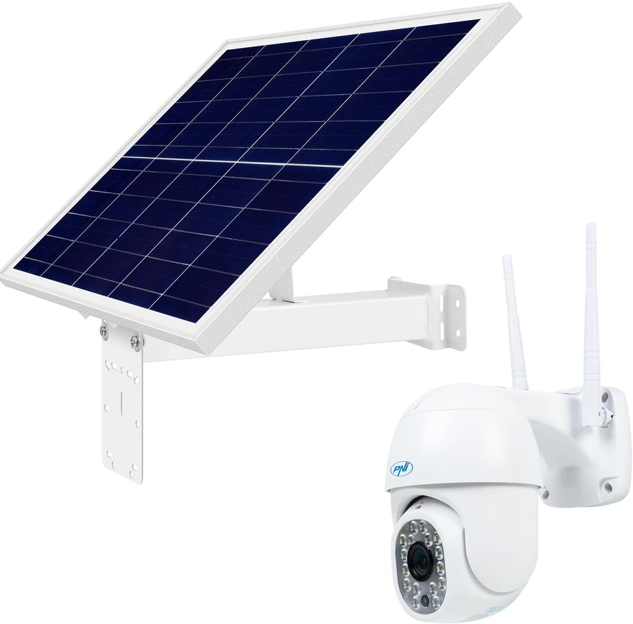 Belaidės vaizdo stebėjimo kameros PNI IP440 ir fotovoltinės saulės baterijos PNI PSF6020A komplektas