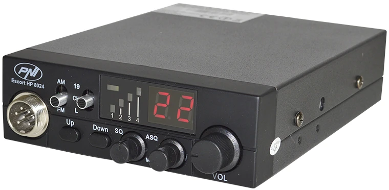 Belaidis CB PNI Escort HP 8024 ASQ maitinimo šaltinis 12V-24V + PNI HF11 ausinės su 1 kaiščiu