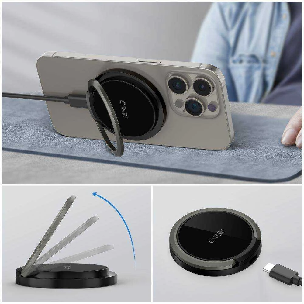 Belaidis įkroviklis 15W Magnetic MagSafe Tech-Protect QI15W-A33 juodos spalvos
