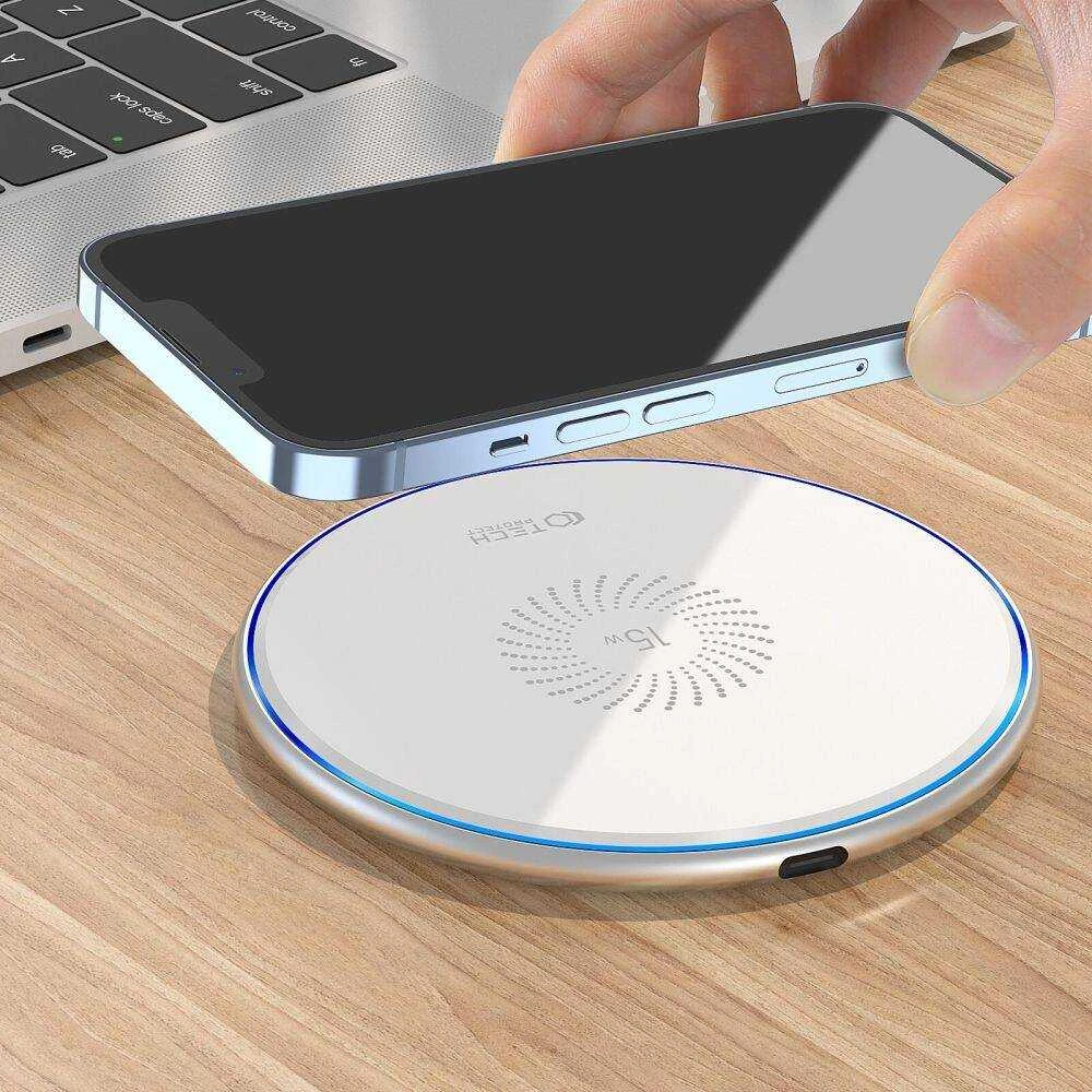 Belaidis įkroviklis 15W Tech-Protect QI15W-C1 baltos spalvos