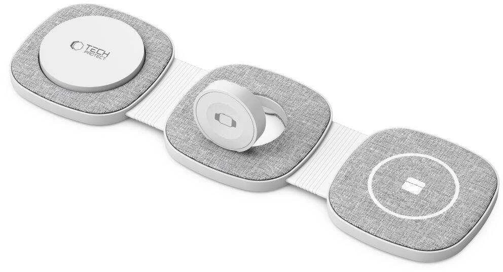 Belaidis magnetinis įkroviklis MagSafe 15W 3in1 iPhone + Apple Watch + AirPods Tech-Protect QI15W-A32 pilkos spalvos