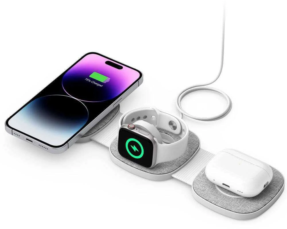 Belaidis magnetinis įkroviklis MagSafe 15W 3in1 iPhone + Apple Watch + AirPods Tech-Protect QI15W-A32 pilkos spalvos