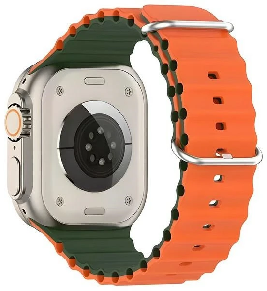 Beline Apple Watch Silicone Waves apyrankė42/44/45/49mm žalios spalvos-oranžinės spalvos Box