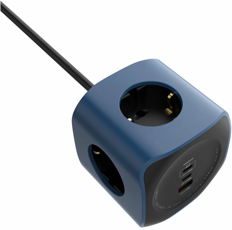 Beline Cellline Power Socket Cube 6in1 2500W USB/2xUSB-C 65W mėlynas