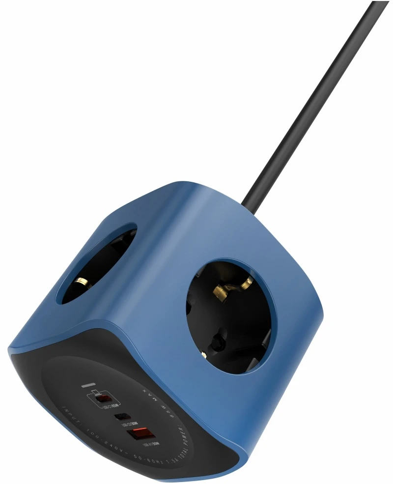 Beline Cellline Power Socket Cube 6in1 2500W USB/2xUSB-C 65W mėlynas
