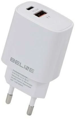 Beline įkroviklis 1x USB-C + 1x USB 20W baltos spalvos (tik antgalis) PD 3.0 + QC 3.0 BLN2CW20